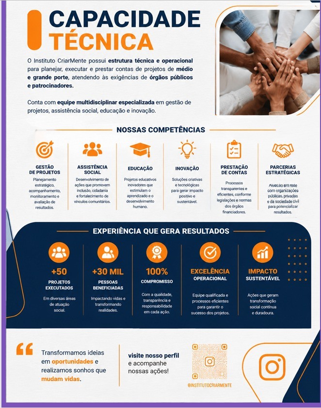 Apresentação da capacidade técnica do Instituto Criar Mente
